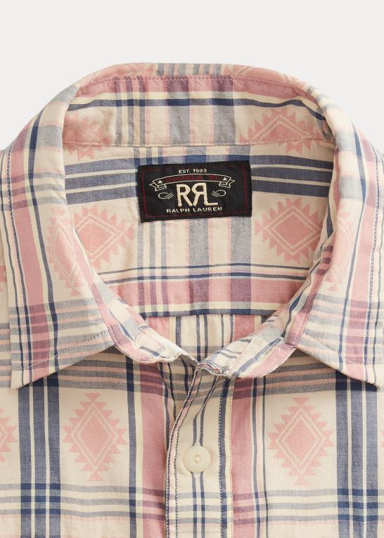 blå/multi Mænd Ralph Lauren jacquard madras arbejdsskjorte Z426B1733
