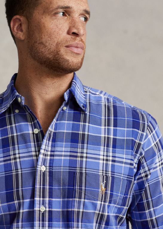 blå multi Mænd Ralph Lauren plaid oxford skjorte Z426B47