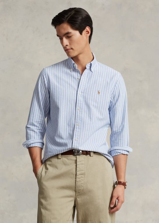 blå multi/hvid Mænd Ralph Lauren klassisk pasform stribet oxford skjorte Z426B8416
