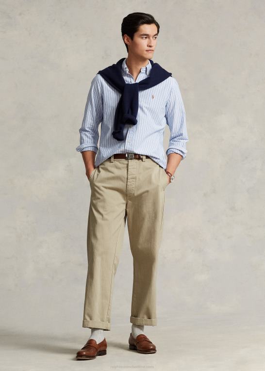 blå multi/hvid Mænd Ralph Lauren klassisk pasform stribet oxford skjorte Z426B8416