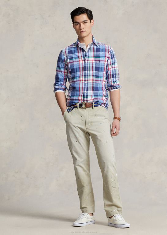 blå/rød multi Mænd Ralph Lauren klassisk pasform plaid oxford skjorte Z426B1137