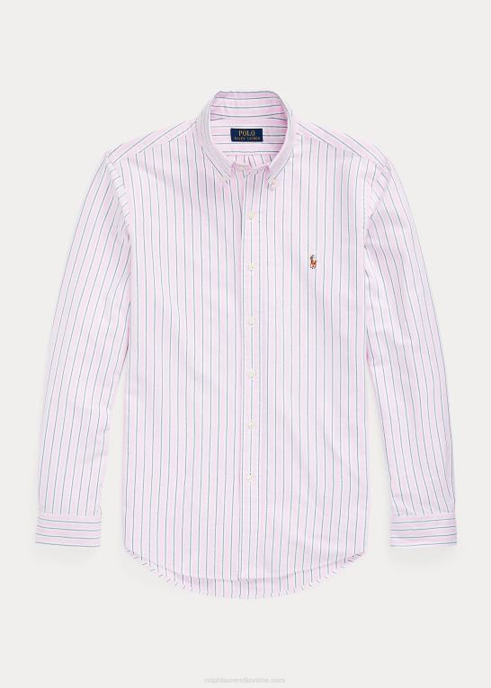 carmel pink/marine multi Mænd Ralph Lauren klassisk pasform stribet oxford skjorte Z426B8417