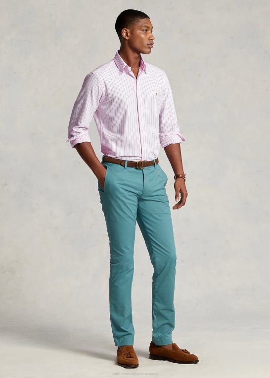 carmel pink/marine multi Mænd Ralph Lauren klassisk pasform stribet oxford skjorte Z426B8417