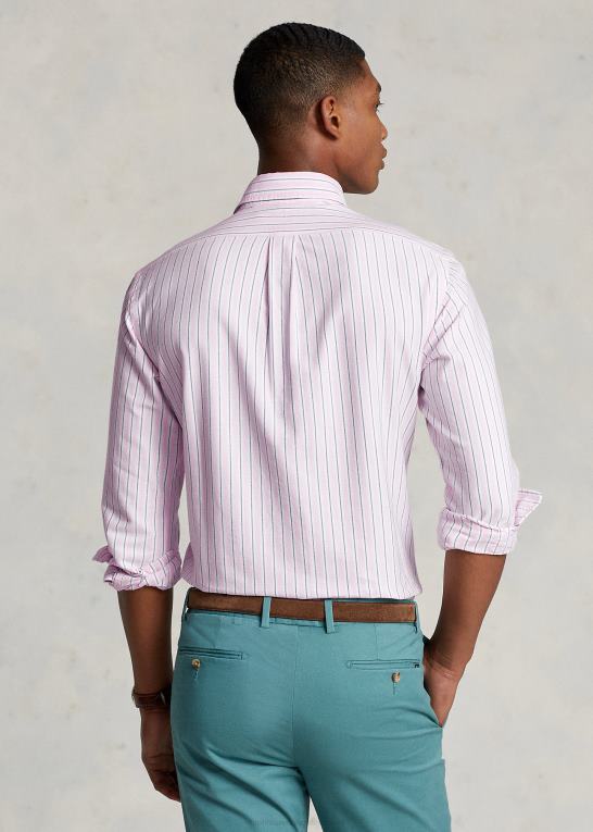 carmel pink/marine multi Mænd Ralph Lauren klassisk pasform stribet oxford skjorte Z426B8417