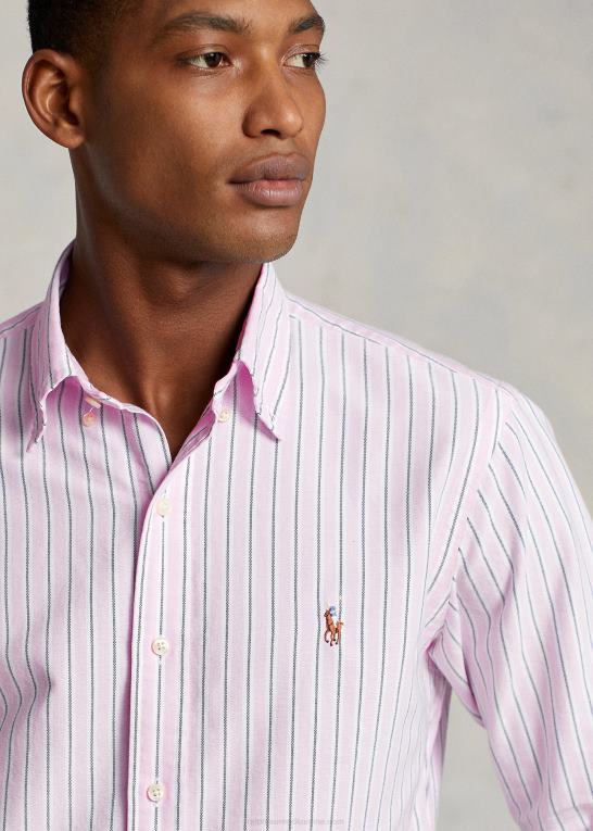 carmel pink/marine multi Mænd Ralph Lauren klassisk pasform stribet oxford skjorte Z426B8417