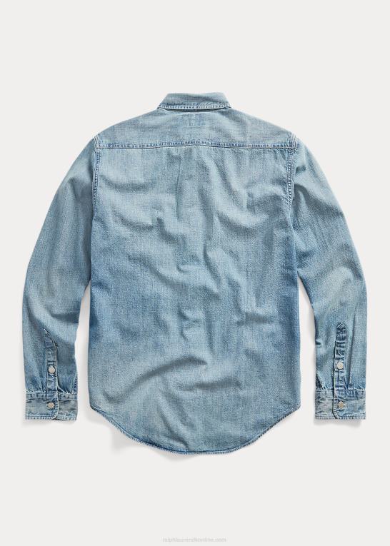 clearfield vask Mænd Ralph Lauren indigo denim arbejdsskjorte Z426B1734