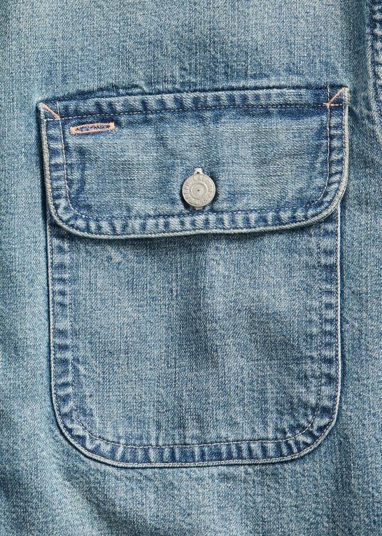 clearfield vask Mænd Ralph Lauren indigo denim arbejdsskjorte Z426B1734