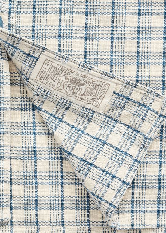 creme/blå Mænd Ralph Lauren plaidvævet arbejdsskjorte Z426B1731