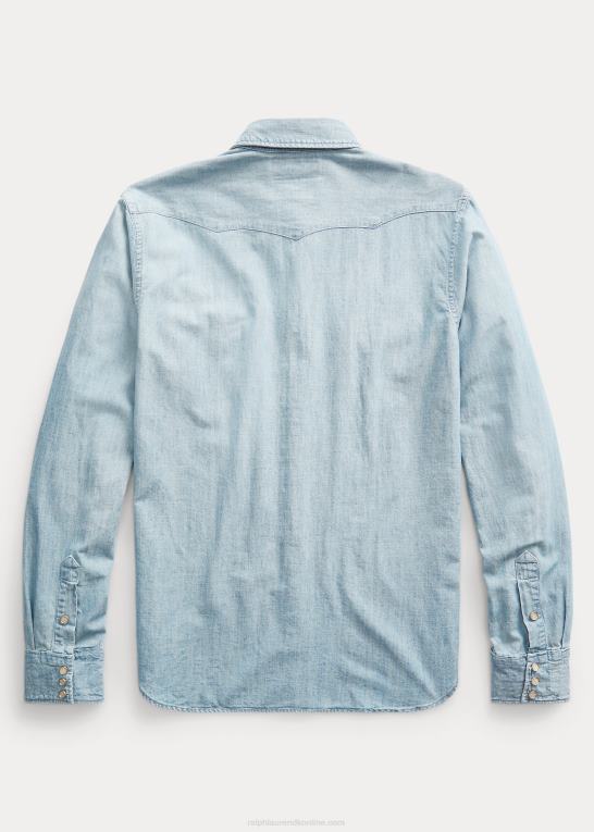 davey vask Mænd Ralph Lauren slim fit chambray westernskjorte Z426B1716