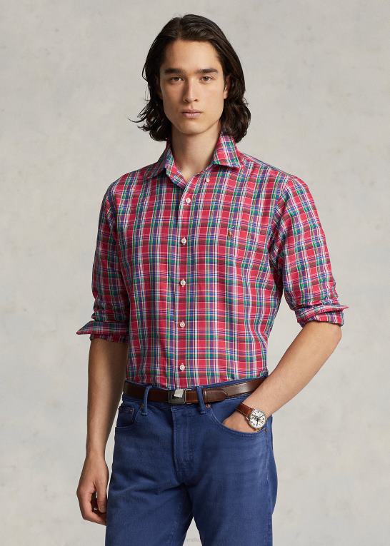 dyb pink/royal multi Mænd Ralph Lauren klassisk pasform plaid præstationsskjorte Z426B8668