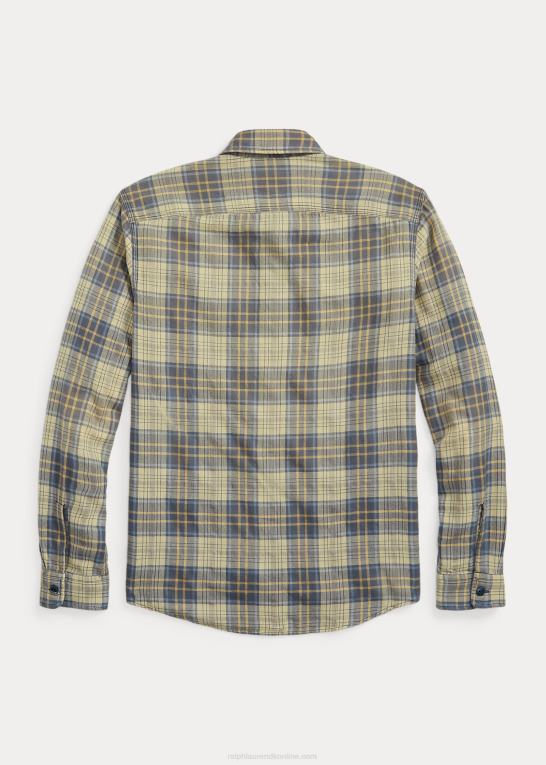 falmet blå/gul Mænd Ralph Lauren plaid twill arbejdsskjorte Z426B8686