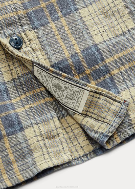 falmet blå/gul Mænd Ralph Lauren plaid twill arbejdsskjorte Z426B8686
