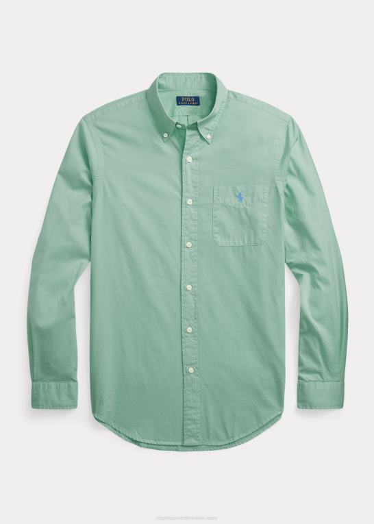 falmet mynte Mænd Ralph Lauren klassisk pasform fjervægt twill skjorte Z426B802