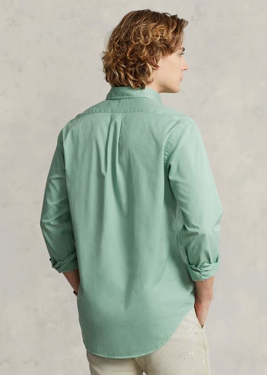 falmet mynte Mænd Ralph Lauren klassisk pasform fjervægt twill skjorte Z426B802