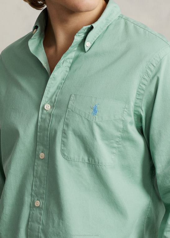 falmet mynte Mænd Ralph Lauren klassisk pasform fjervægt twill skjorte Z426B802