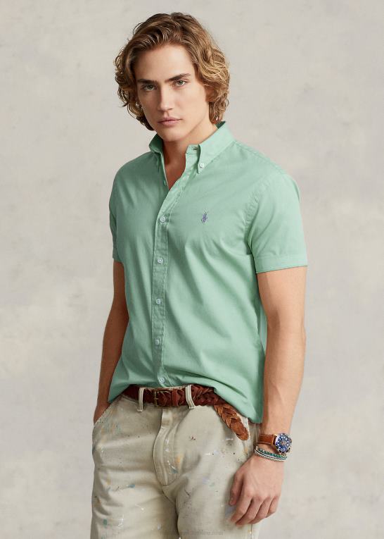 falmet mynte Mænd Ralph Lauren klassisk pasform fjervægt twill skjorte Z426B802