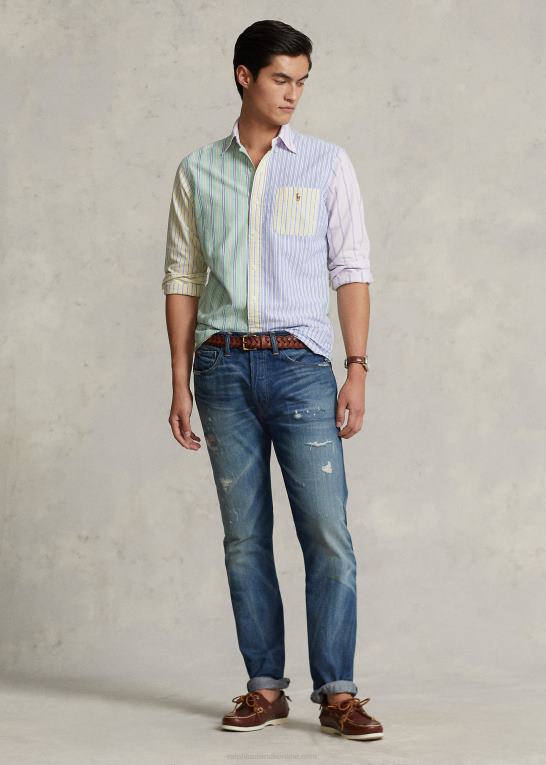 fancy stribet funshirt Mænd Ralph Lauren klassisk pasform stribet oxford sjov skjorte Z426B928