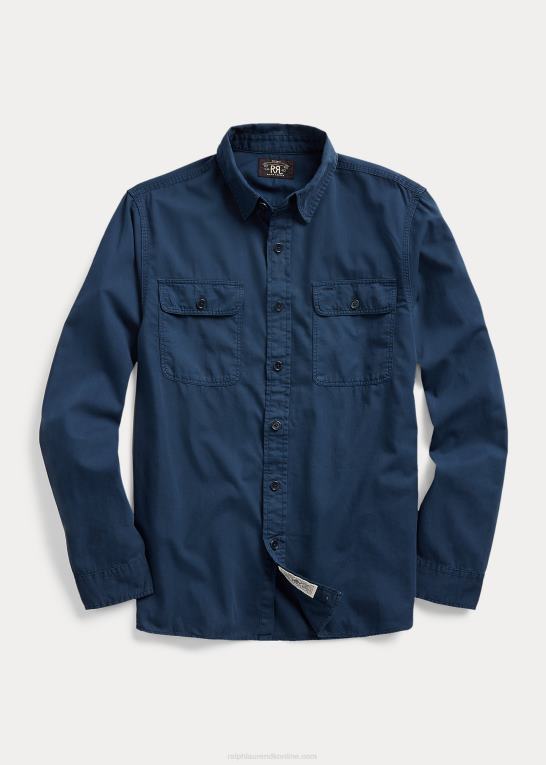 flåde Mænd Ralph Lauren beklædningsfarvet arbejdsskjorte i twill Z426B1770