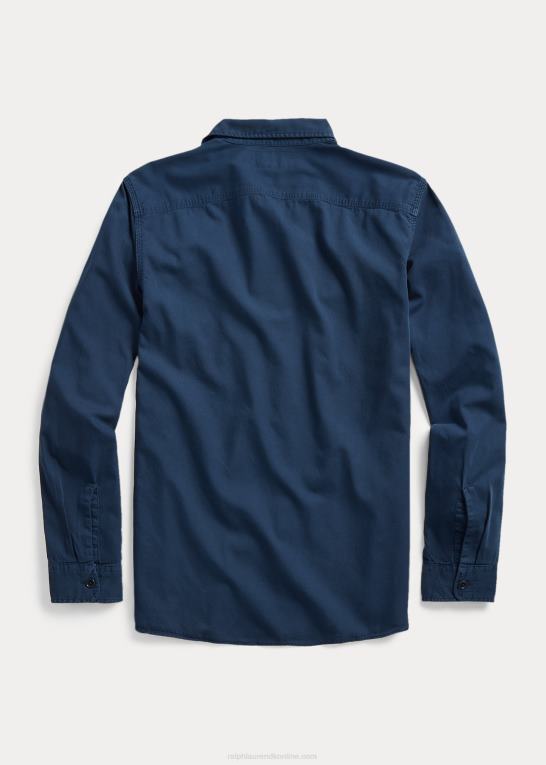 flåde Mænd Ralph Lauren beklædningsfarvet arbejdsskjorte i twill Z426B1770