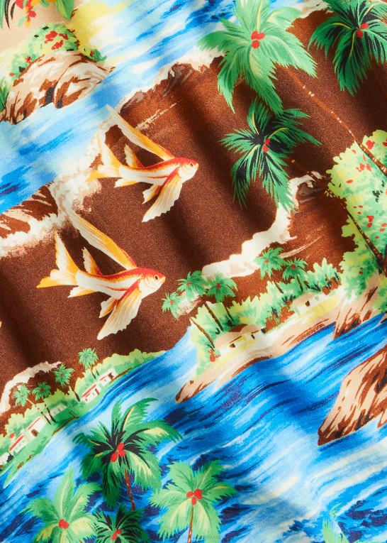 flyvende fiskeparadis Mænd Ralph Lauren klassisk pasform lejrskjorte med tropisk tryk Z426B877