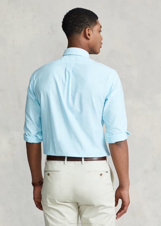 ægæiske blå Mænd Ralph Lauren slim fit stretch oxford skjorte Z426B605