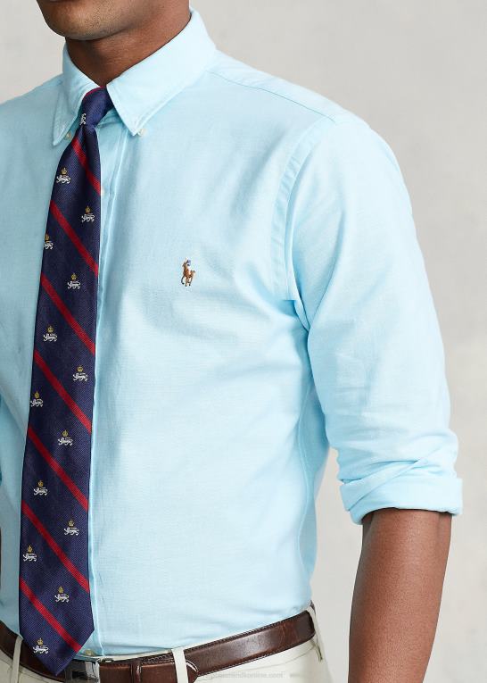 ægæiske blå Mænd Ralph Lauren slim fit stretch oxford skjorte Z426B605