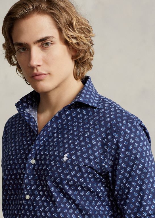 gansett foulard Mænd Ralph Lauren klassisk pasform foulard stretch poplin skjorte Z426B1157
