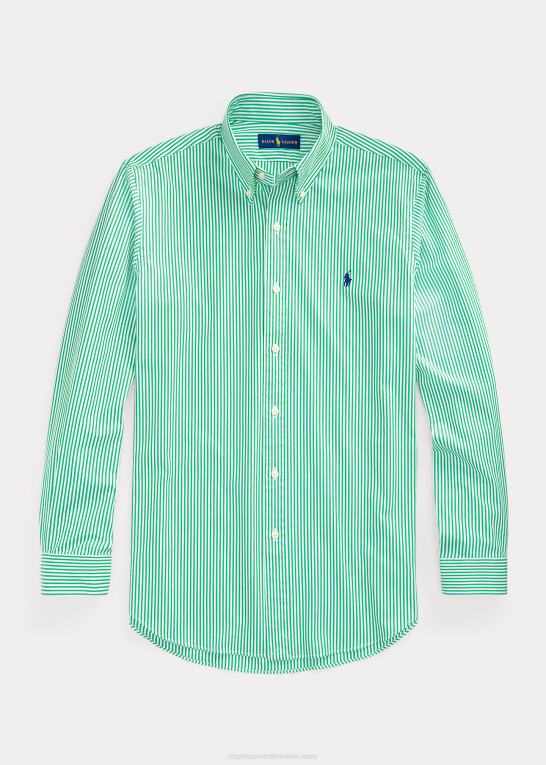 golf grøn/hvid Mænd Ralph Lauren klassisk pasform stribet stræk poplin skjorte Z426B773