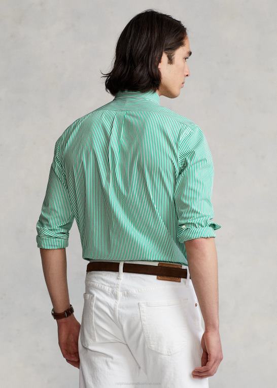golf grøn/hvid Mænd Ralph Lauren klassisk pasform stribet stræk poplin skjorte Z426B773