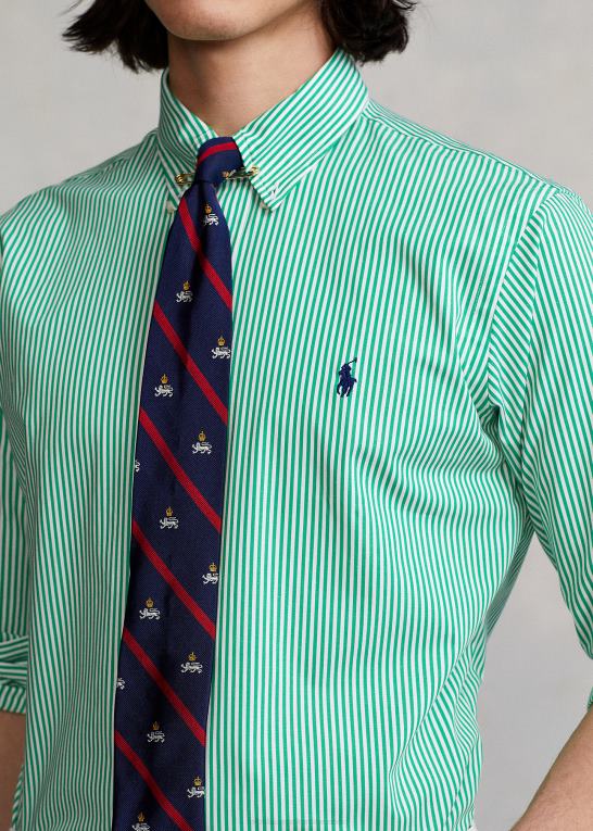 golf grøn/hvid Mænd Ralph Lauren klassisk pasform stribet stræk poplin skjorte Z426B773
