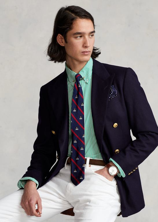 golf grøn/hvid Mænd Ralph Lauren klassisk pasform stribet stræk poplin skjorte Z426B773