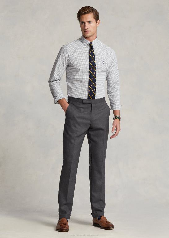 grå/hvid Mænd Ralph Lauren slim fit gingham stretch poplin skjorte Z426B812