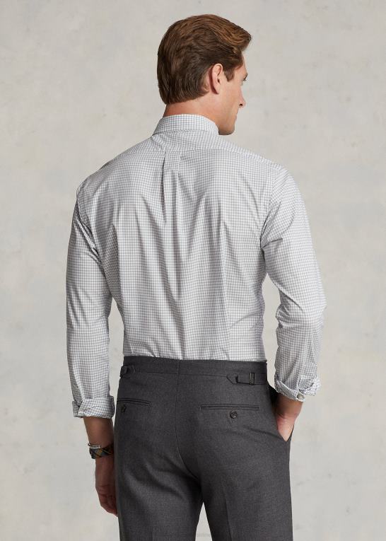 grå/hvid Mænd Ralph Lauren slim fit gingham stretch poplin skjorte Z426B812
