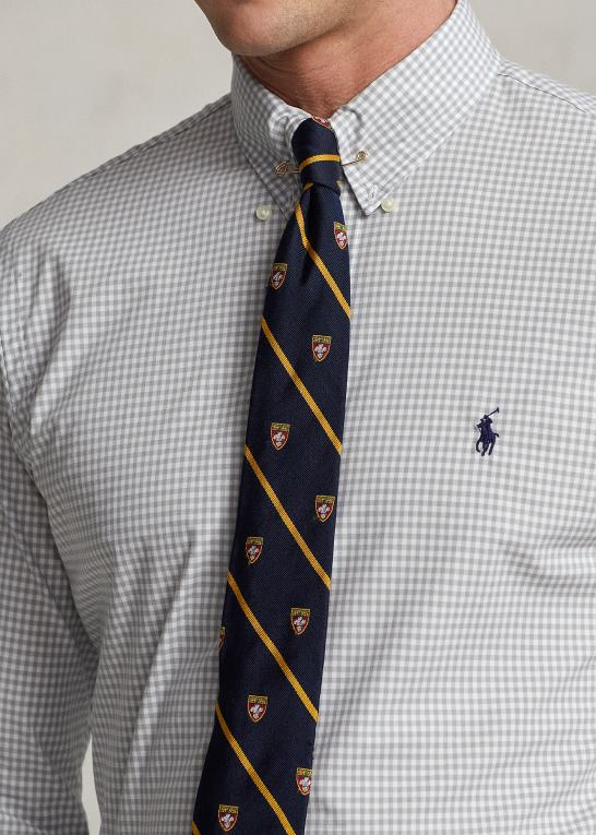 grå/hvid Mænd Ralph Lauren slim fit gingham stretch poplin skjorte Z426B812