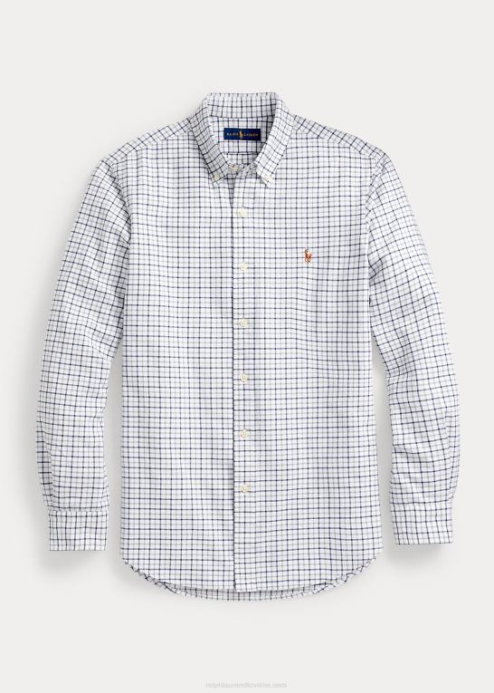 grå lyng/hvid Mænd Ralph Lauren klassisk fit tattersall oxford skjorte Z426B8423