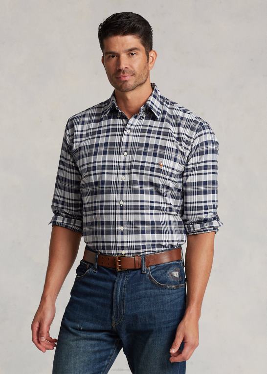 grå lyng/marine multi Mænd Ralph Lauren plaid oxford skjorte Z426B1342