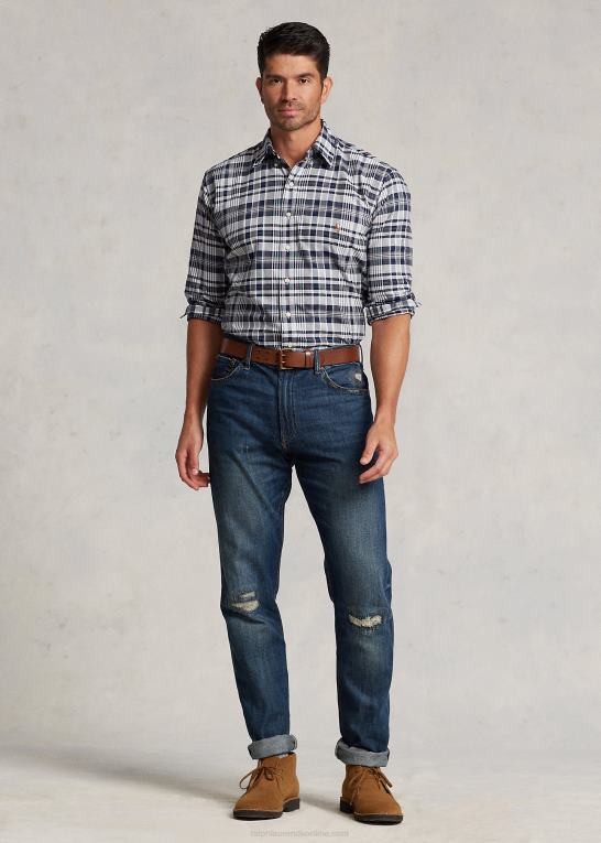 grå lyng/marine multi Mænd Ralph Lauren plaid oxford skjorte Z426B1342