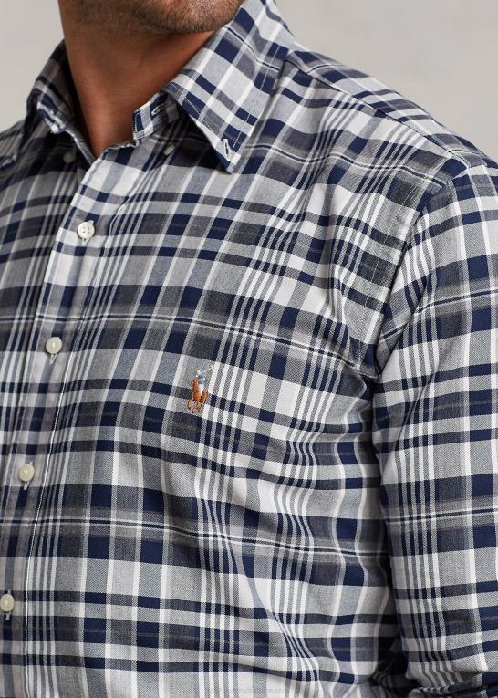 grå lyng/marine multi Mænd Ralph Lauren plaid oxford skjorte Z426B1342