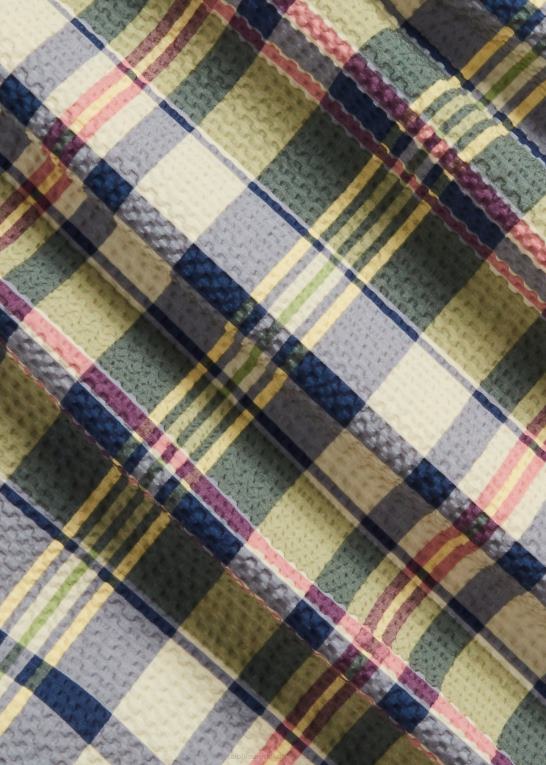 grøn/creme/multi Mænd Ralph Lauren madras-print seersucker camp skjorte Z426B1768