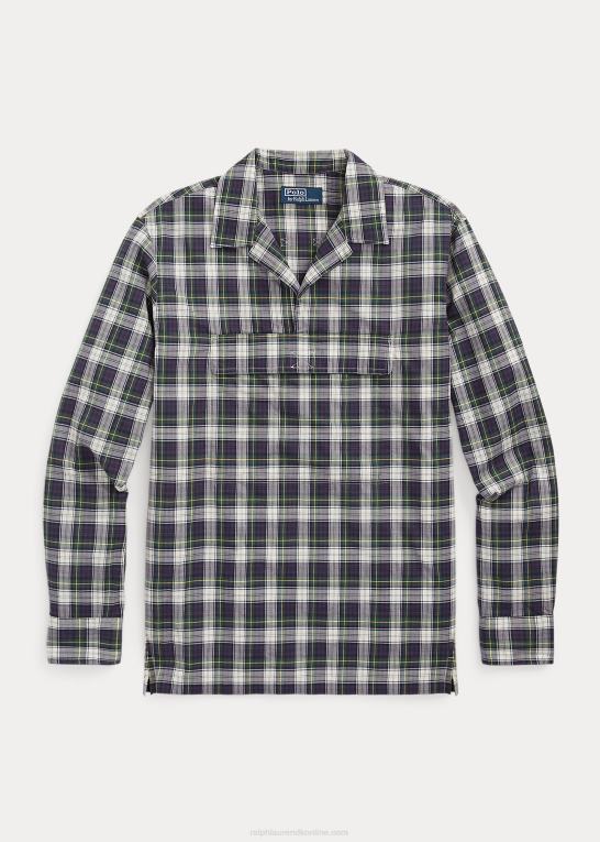 grøn/gul multi Mænd Ralph Lauren klassisk pasform plaid popover skjorte i poplin Z426B1271