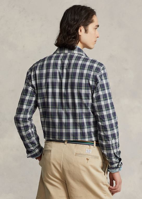 grøn/gul multi Mænd Ralph Lauren klassisk pasform plaid popover skjorte i poplin Z426B1271