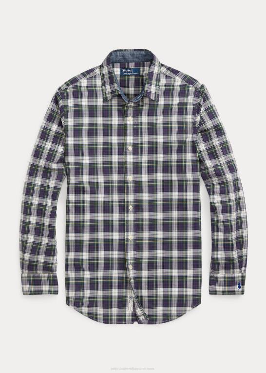 grøn/gul multi Mænd Ralph Lauren klassisk pasform plaidvasket poplinskjorte Z426B8594