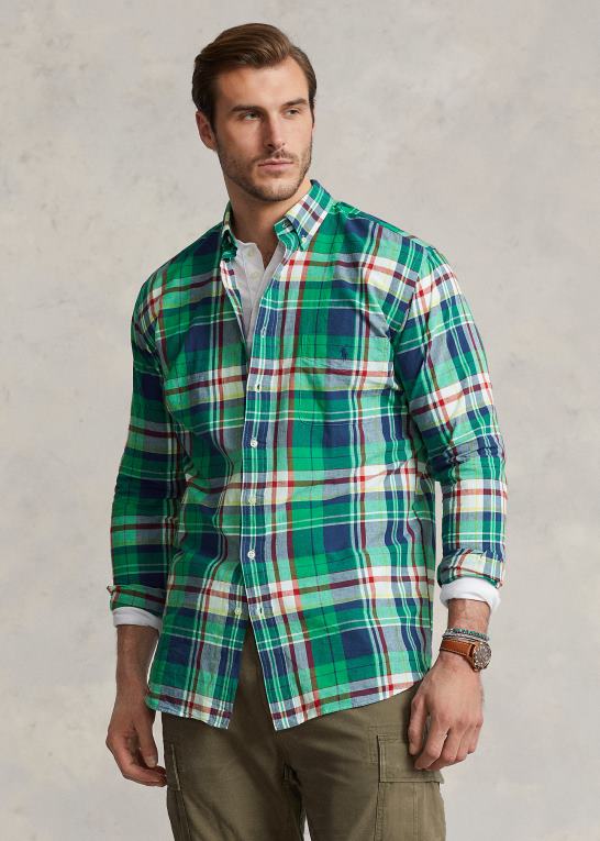 grøn/marine multi Mænd Ralph Lauren madras skjorte Z426B1548