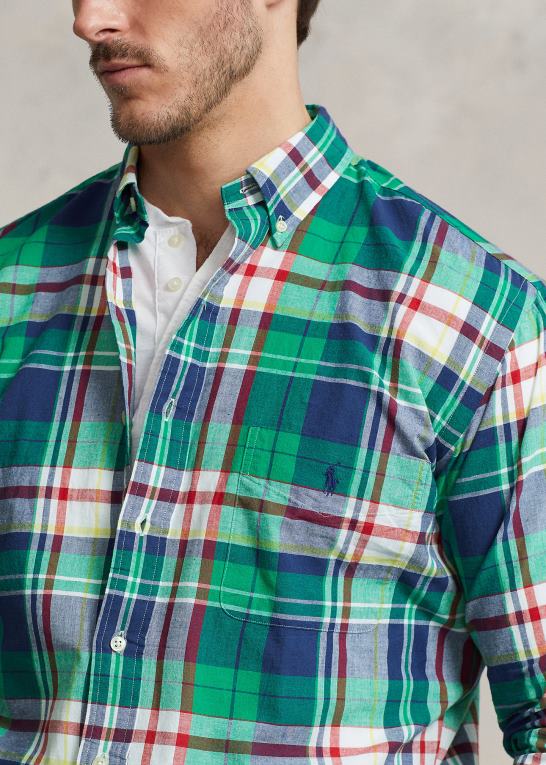 grøn/marine multi Mænd Ralph Lauren madras skjorte Z426B1548