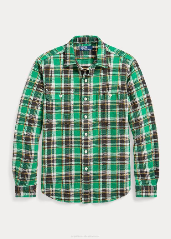grøn multi Mænd Ralph Lauren klassisk pasform plaid flannel arbejdsskjorte Z426B8531