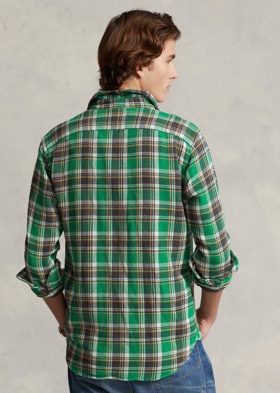 grøn multi Mænd Ralph Lauren klassisk pasform plaid flannel arbejdsskjorte Z426B8531
