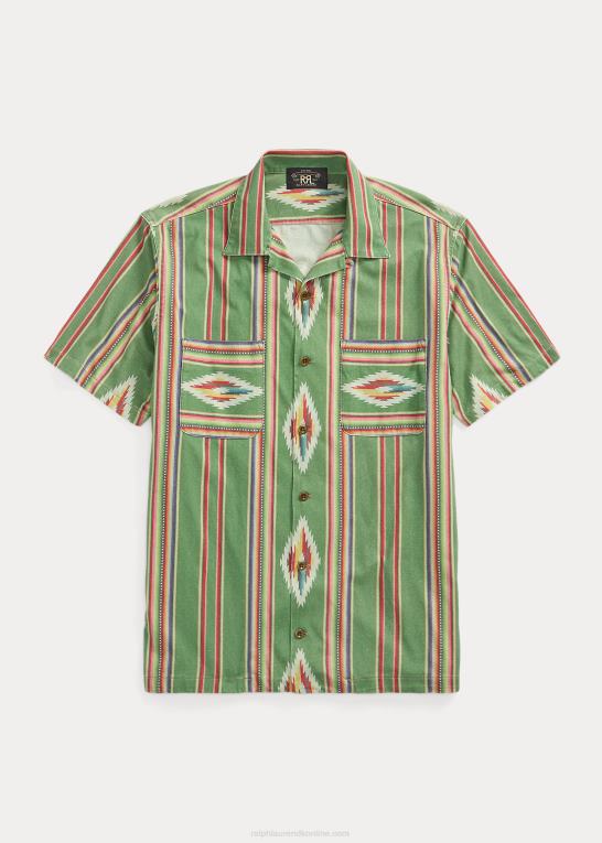 grøn/rød/cremefarvet multi Mænd Ralph Lauren print jersey camp skjorte Z426B1750