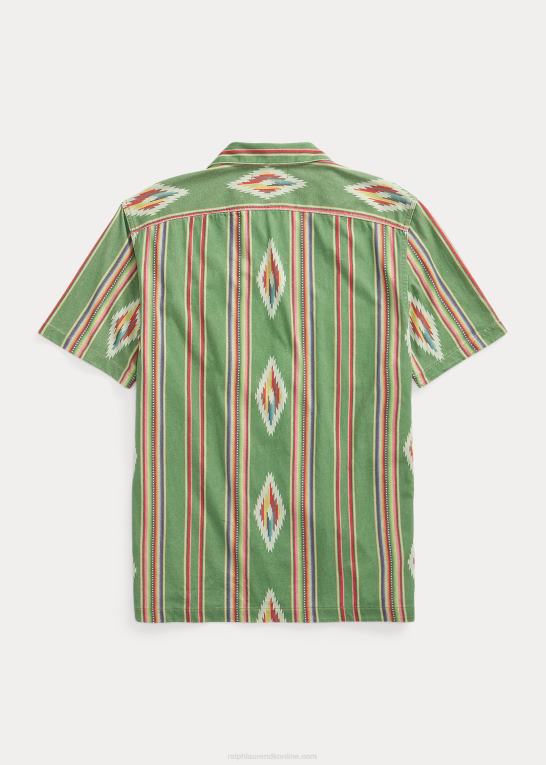 grøn/rød/cremefarvet multi Mænd Ralph Lauren print jersey camp skjorte Z426B1750