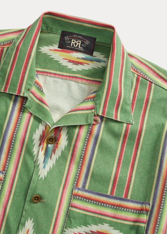 grøn/rød/cremefarvet multi Mænd Ralph Lauren print jersey camp skjorte Z426B1750