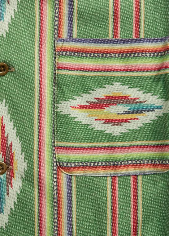 grøn/rød/cremefarvet multi Mænd Ralph Lauren print jersey camp skjorte Z426B1750